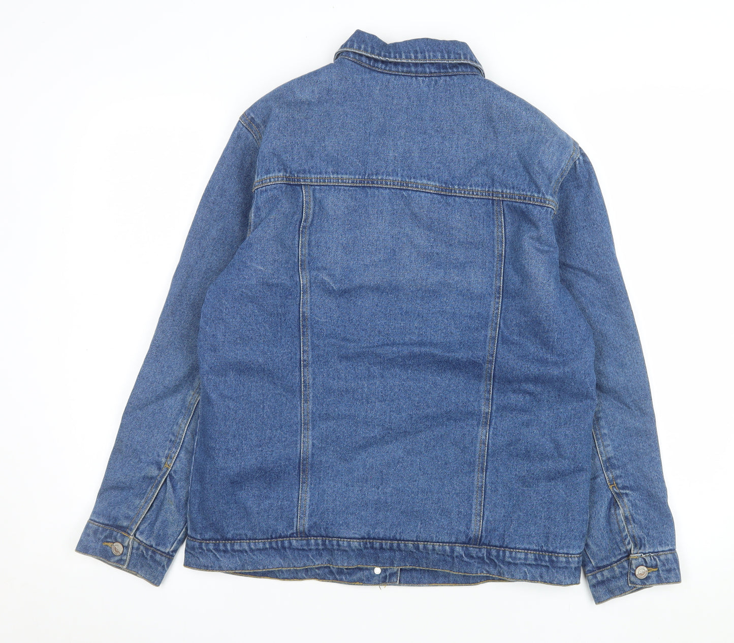 New Look Women Blue Denim Jacket Size 8 Lined Cotton Casual