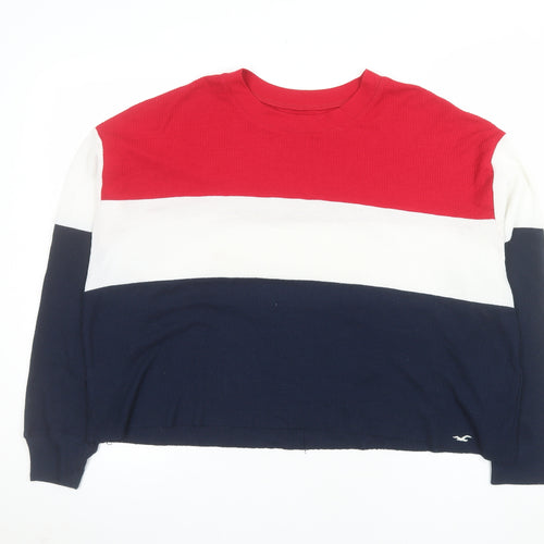 Hollister Womens Multicoloured Cropped Long Sleeve Boyfriend Tee M