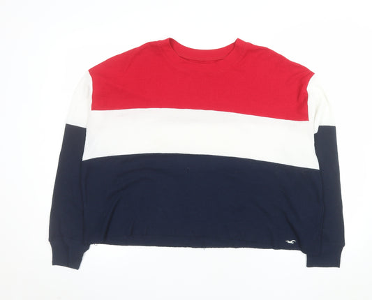 Hollister Womens Multicoloured Cropped Long Sleeve Boyfriend Tee M