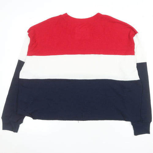 Hollister Womens Multicoloured Cropped Long Sleeve Boyfriend Tee M