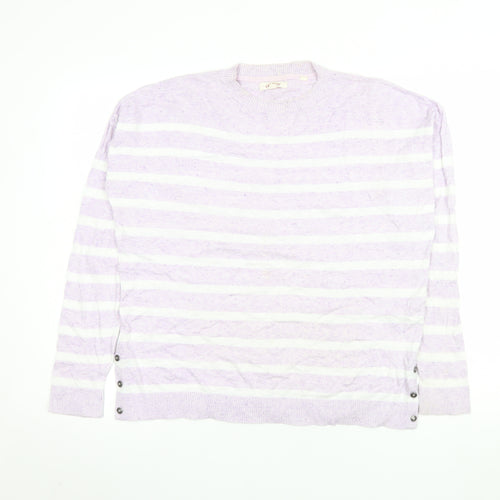 Fat Face Womens Purple Striped Cotton Long Sleeve Blouse Size 12