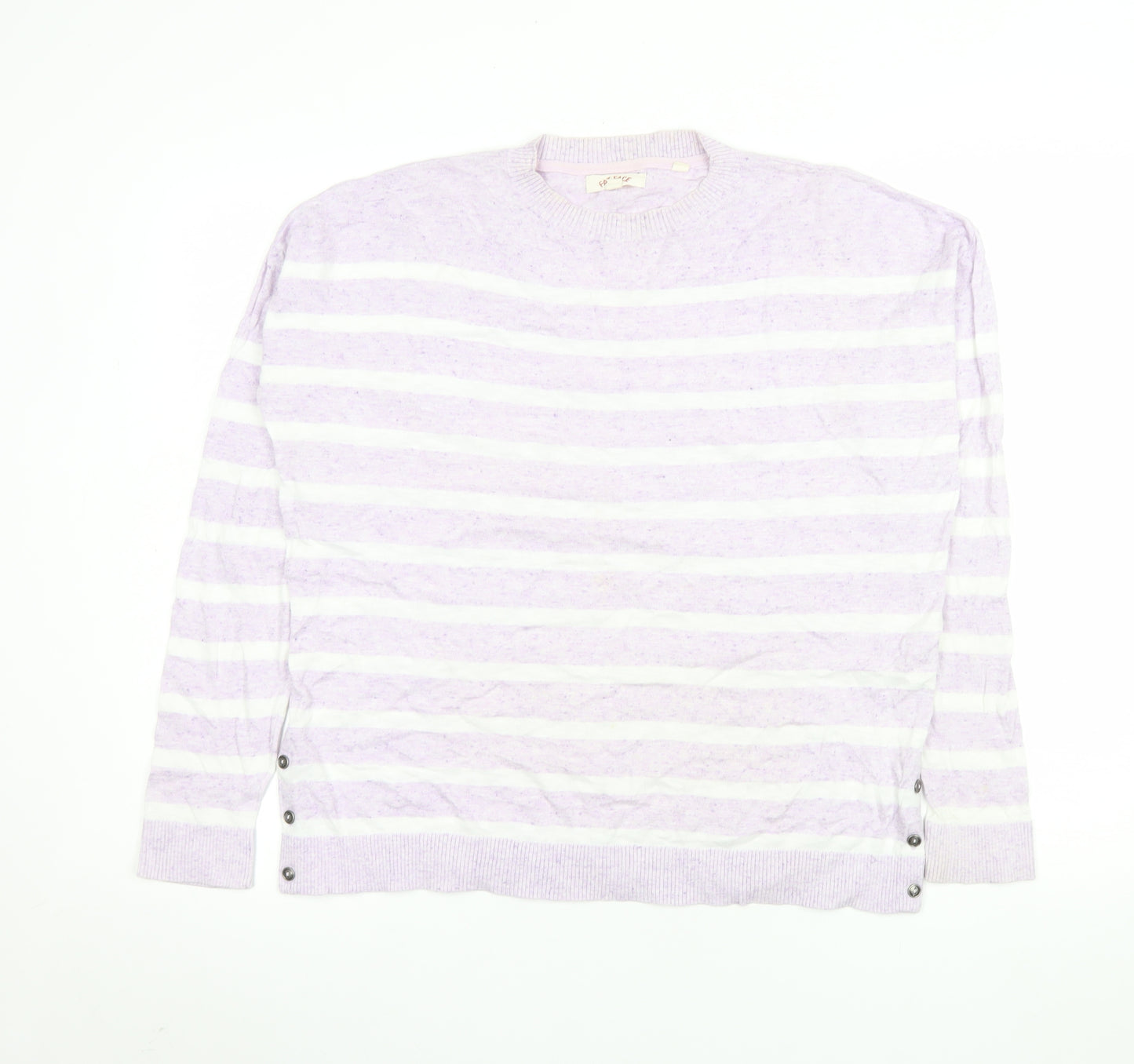 Fat Face Womens Purple Striped Cotton Long Sleeve Blouse Size 12