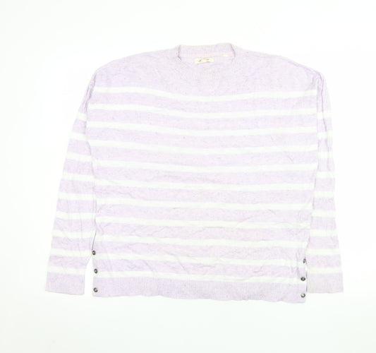Fat Face Womens Purple Striped Cotton Long Sleeve Blouse Size 12