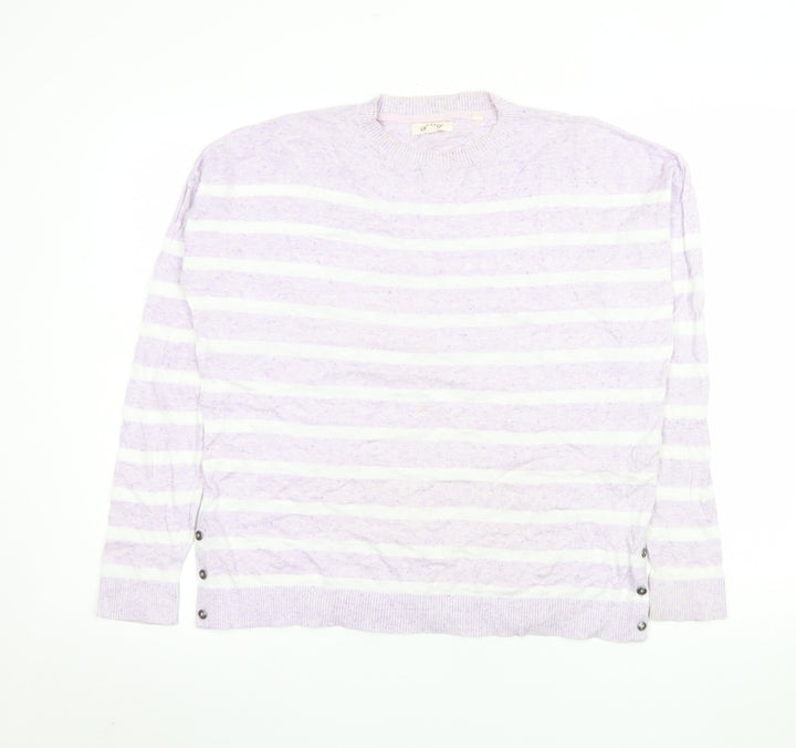 Fat Face Womens Purple Striped Cotton Long Sleeve Blouse Size 12
