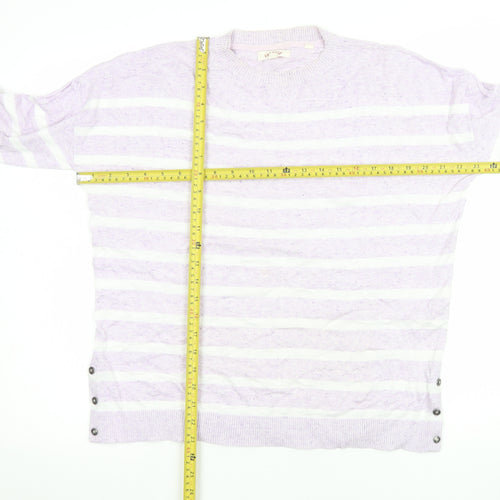 Fat Face Womens Purple Striped Cotton Long Sleeve Blouse Size 12