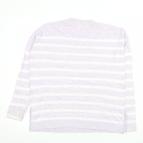 Fat Face Womens Purple Striped Cotton Long Sleeve Blouse Size 12