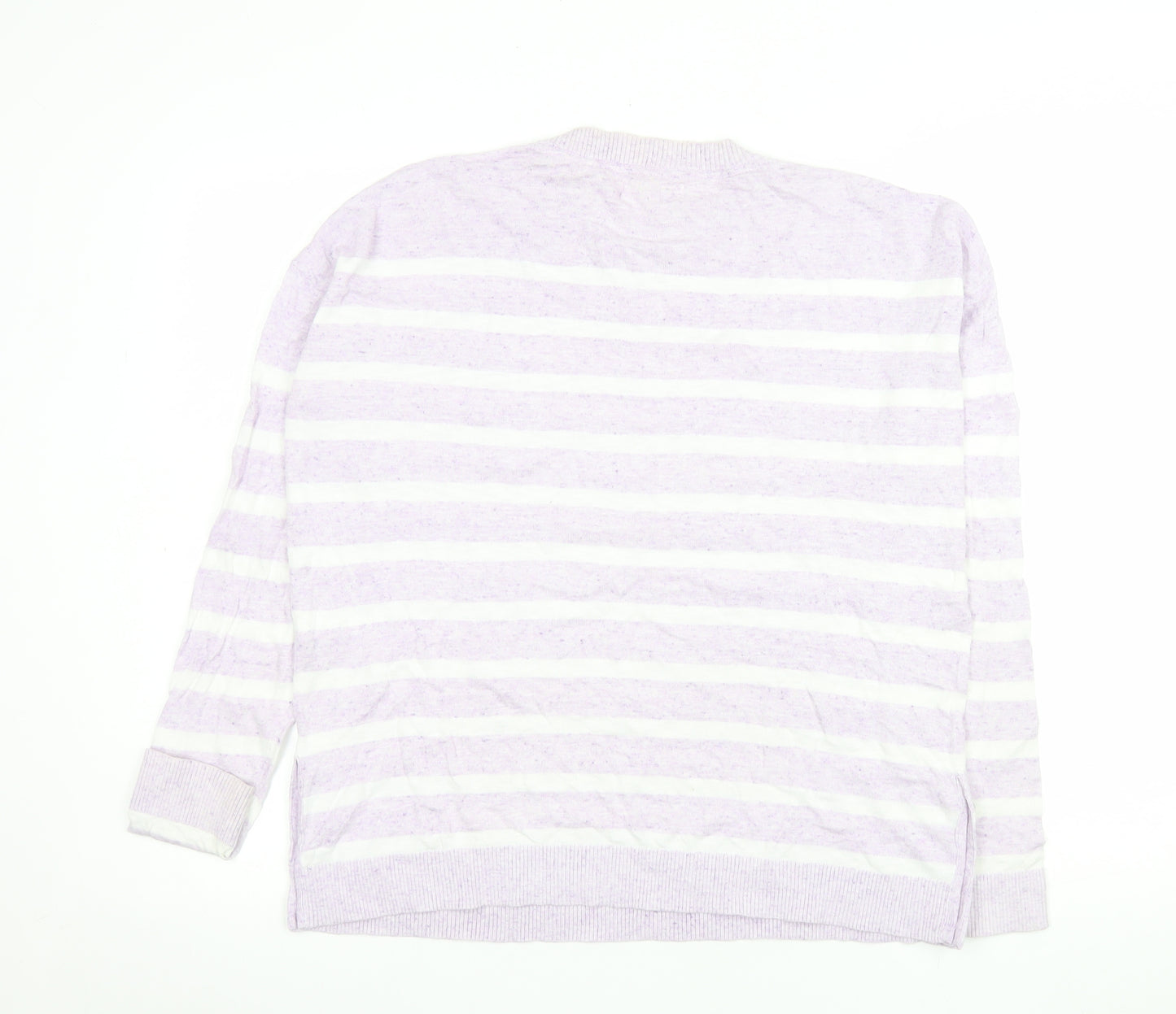 Fat Face Womens Purple Striped Cotton Long Sleeve Blouse Size 12