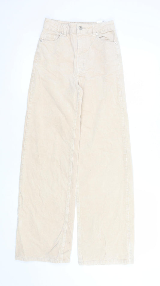 H&M Divided Women's Beige Corduroy Wide-Leg Trousers Size 4