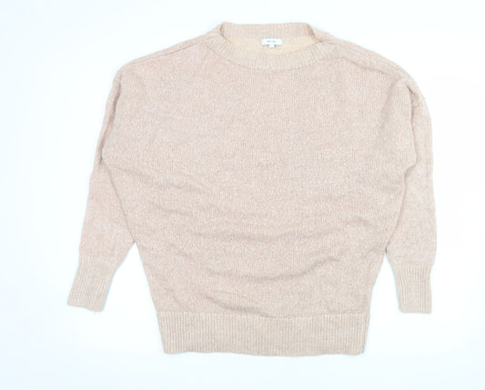 Reiss Women's Beige Crew Neck Long Sleeve Wool Blend Jumper Size S