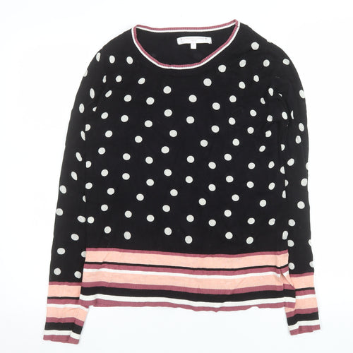 Next Womens Black Polka Dot Crew Neck Knit Jumper Size 8