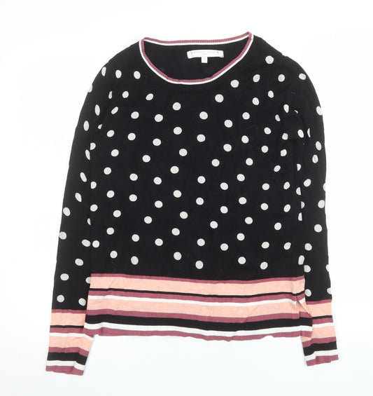 Next Womens Black Polka Dot Crew Neck Knit Jumper Size 8