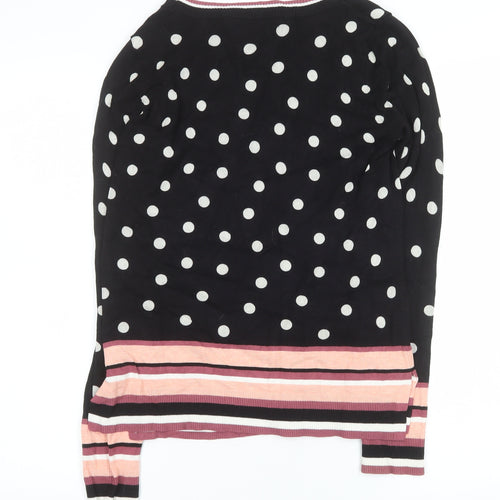 Next Womens Black Polka Dot Crew Neck Knit Jumper Size 8