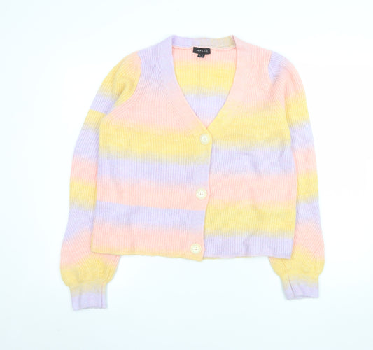 New Look Women’s Multicoloured Striped V-Neck Knit Cardigan S
