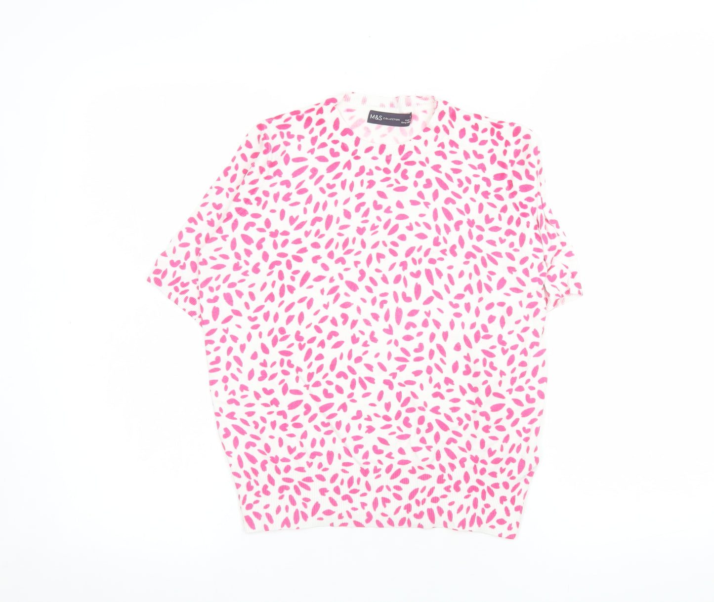 Marks and Spencer Women’s Pink Knit Crew Neck Short Sleeve T-Shirt Size 8