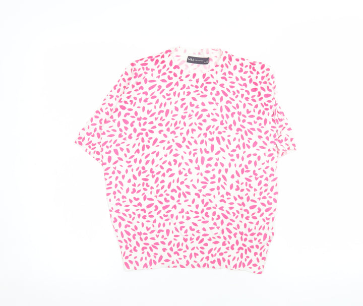 Marks and Spencer Women’s Pink Knit Crew Neck Short Sleeve T-Shirt Size 8