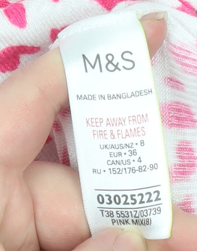Marks and Spencer Women’s Pink Knit Crew Neck Short Sleeve T-Shirt Size 8