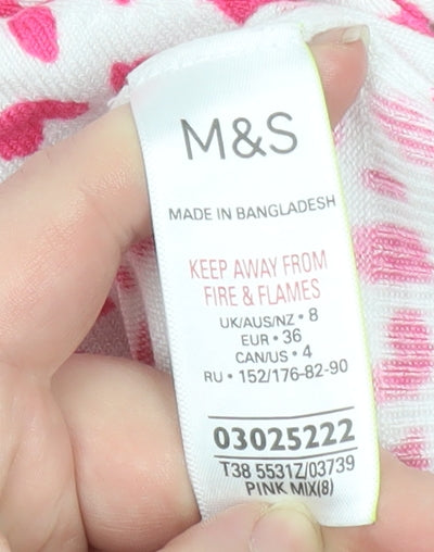 Marks and Spencer Women’s Pink Knit Crew Neck Short Sleeve T-Shirt Size 8