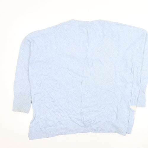 Mint Velvet Women's Blue Star V-Neck Cotton Cashmere Jumper Size M