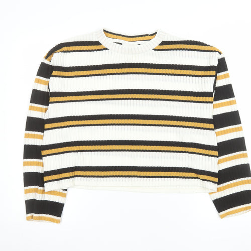 Topshop Women's Multicoloured Striped Crew Neck Knit Jumper UK 14