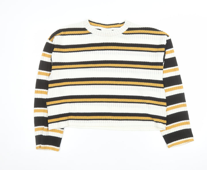 Topshop Women's Multicoloured Striped Crew Neck Knit Jumper UK 14