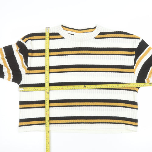 Topshop Women's Multicoloured Striped Crew Neck Knit Jumper UK 14