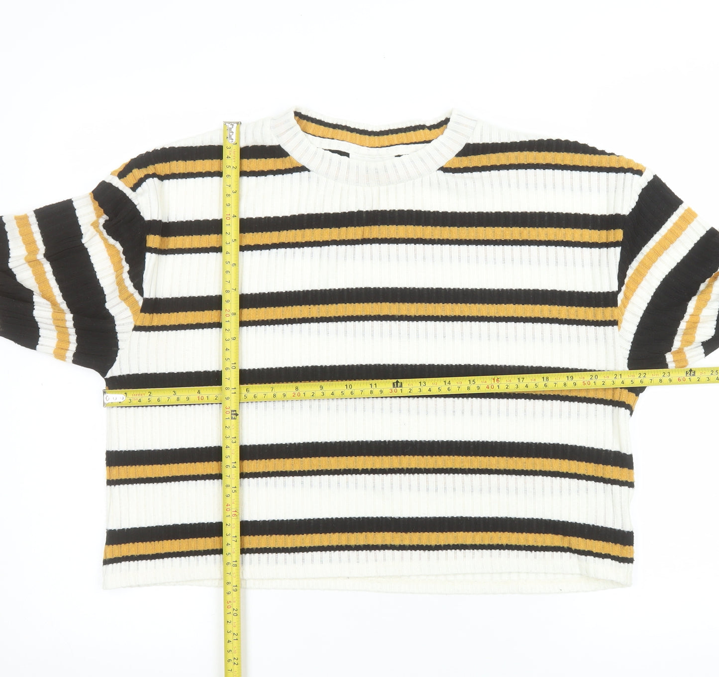 Topshop Women's Multicoloured Striped Crew Neck Knit Jumper UK 14