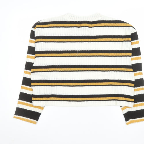 Topshop Women's Multicoloured Striped Crew Neck Knit Jumper UK 14