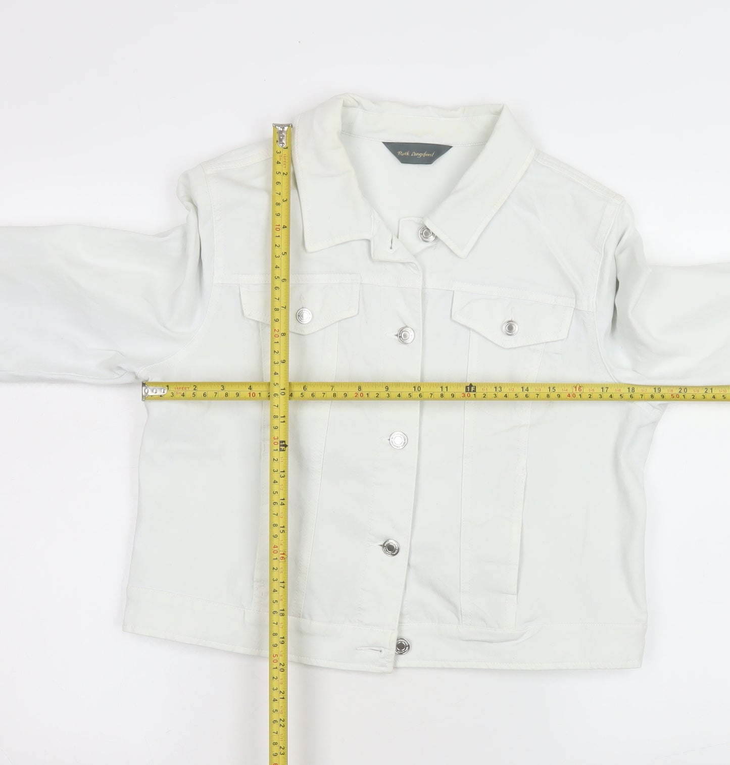 Ruth Langsford Women's White Cotton Denim Jacket Size 16