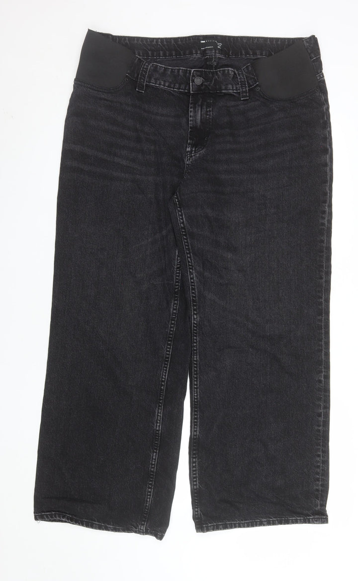 ASOS Design Women's Black Wide-Leg Maternity Jeans Size 16