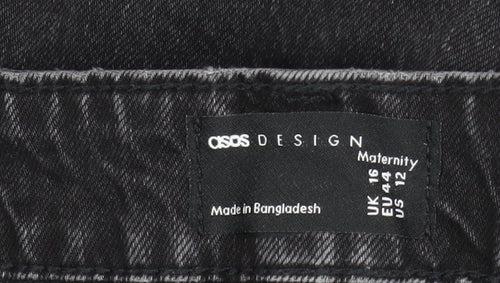 ASOS Design Women's Black Wide-Leg Maternity Jeans Size 16