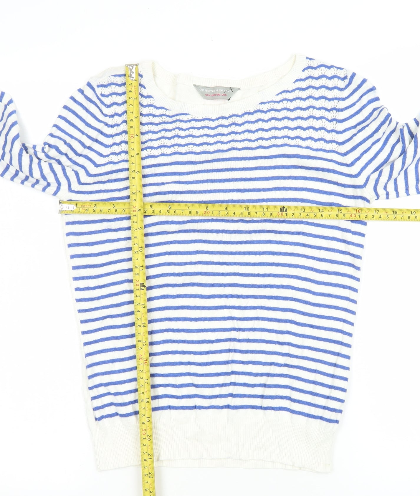 Dorothy Perkins Women’s Blue Striped Cotton Jumper Size 8