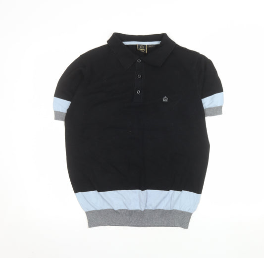 Merc London Men's Black Polo Shirt Medium Short Sleeve 100% Cotton