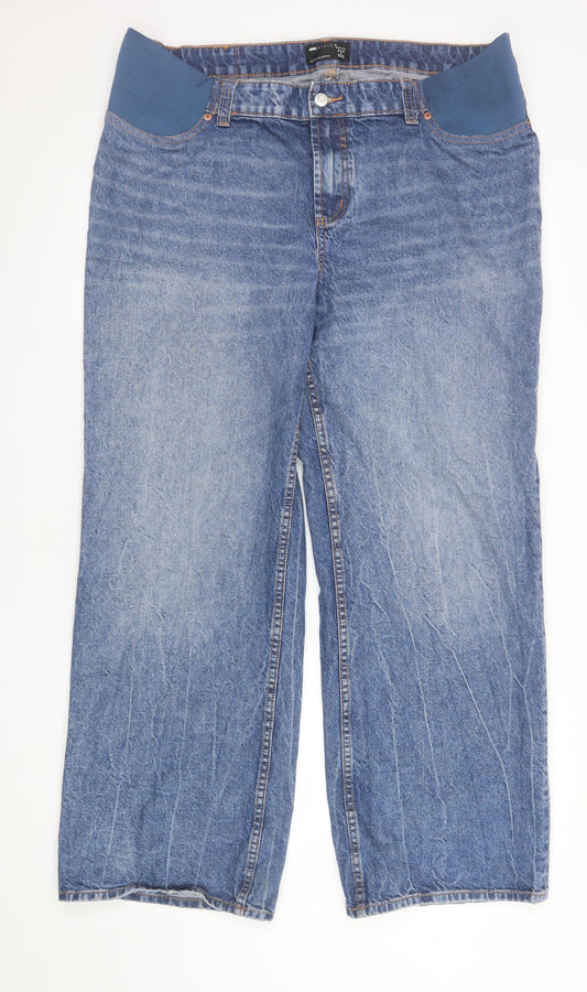 ASOS Women’s Blue Wide-Leg Maternity Jeans Size 16 High Rise Denim