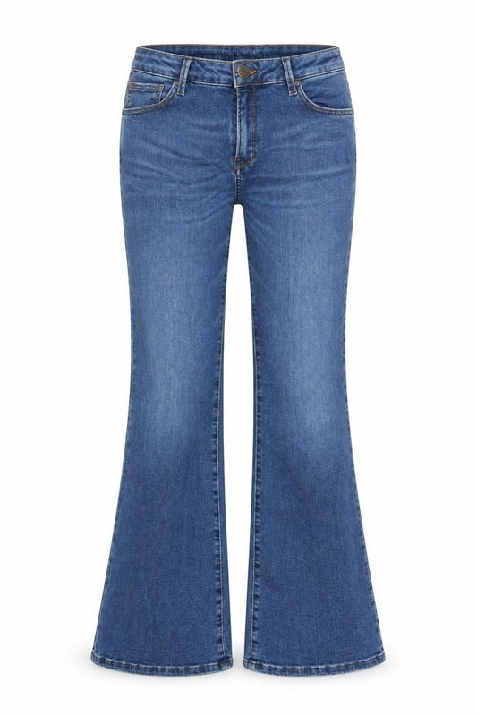 Front view of Garcia Jeans women’s blue high waist flared jeans w32 l32