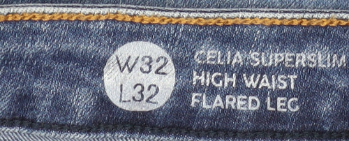 Garcia Jeans Womens Blue High Waist Flared Jeans W32 L32