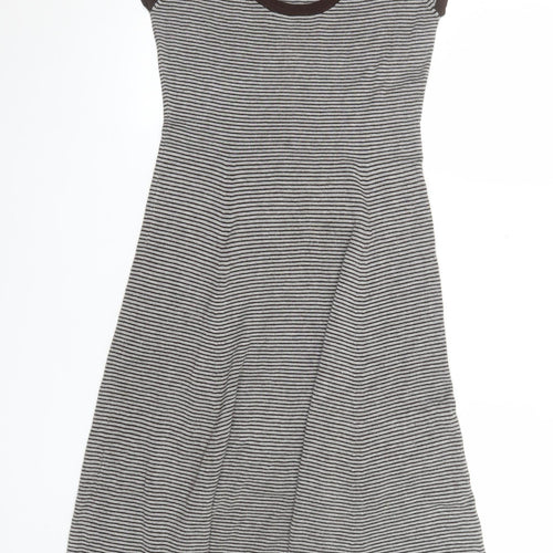 Zara Women Grey Striped Fit & Flare Knit Dress Size M