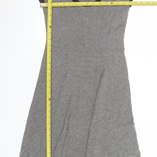 Zara Women Grey Striped Fit & Flare Knit Dress Size M