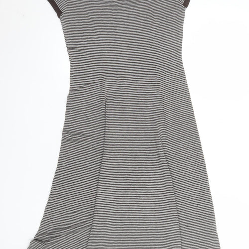 Zara Women Grey Striped Fit & Flare Knit Dress Size M