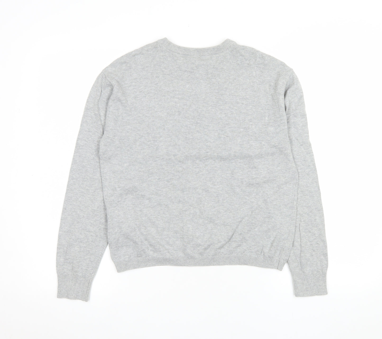 H&M Divided Women’s Grey Floral Embroidered Cotton Jumper Size S