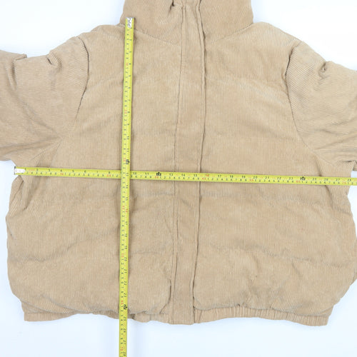 Boohoo Women Beige Corduroy Puffer Jacket Size 24