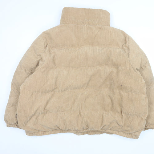 Boohoo Women Beige Corduroy Puffer Jacket Size 24