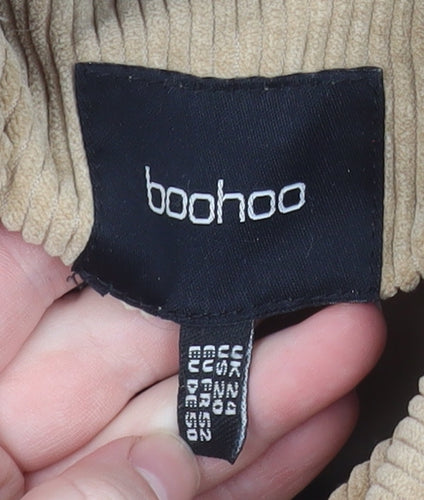 Boohoo Women Beige Corduroy Puffer Jacket Size 24
