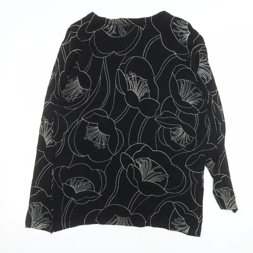Next Womens Black Floral Pattern Jumper Size 12 Long Sleeve Knit