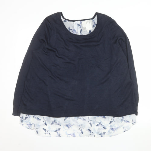 Debenhams Women Blue Layered Long Sleeve Blouse Size 20
