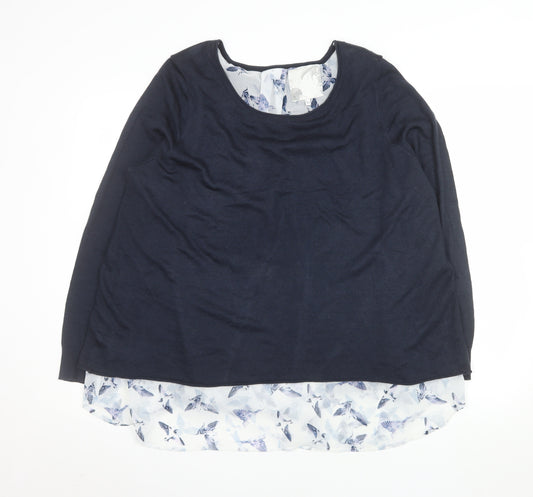 Debenhams Women Blue Layered Long Sleeve Blouse Size 20