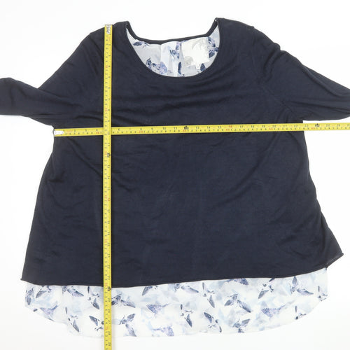 Debenhams Women Blue Layered Long Sleeve Blouse Size 20