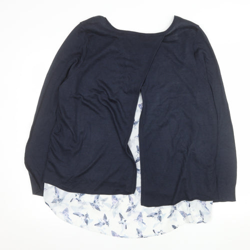 Debenhams Women Blue Layered Long Sleeve Blouse Size 20