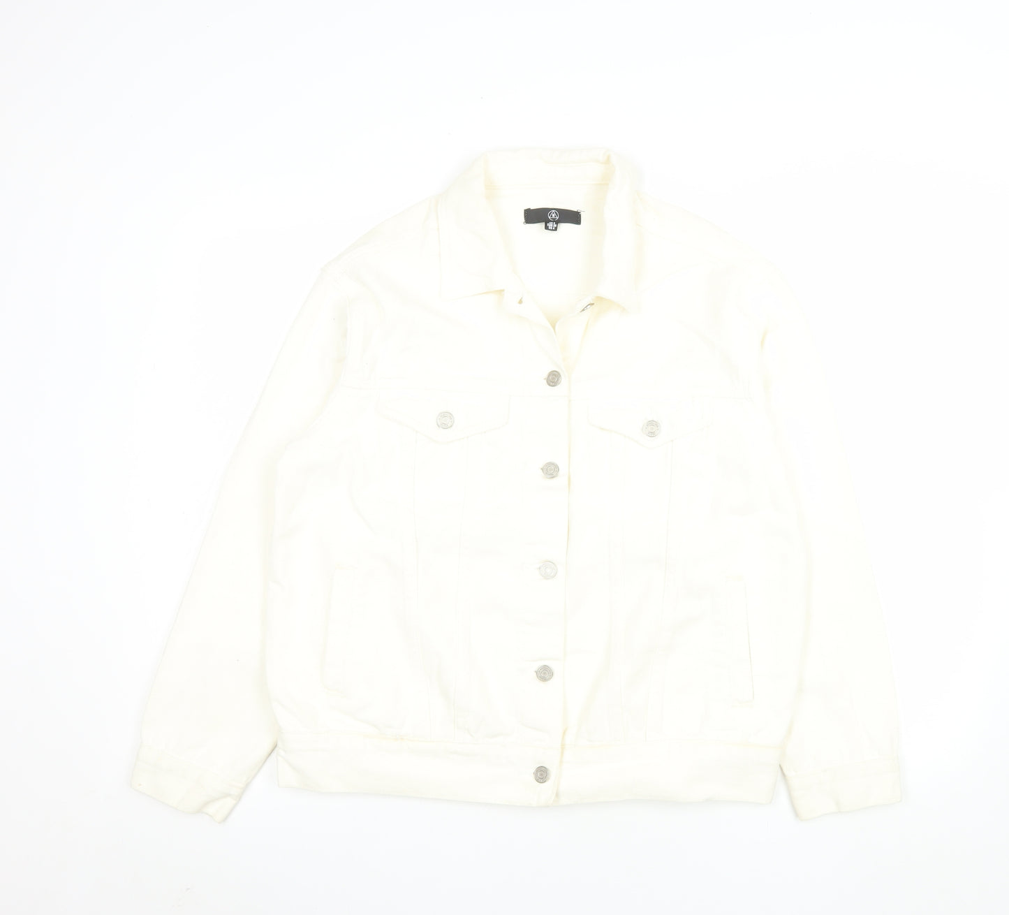 Motel Women’s Ivory Denim Button-Up Jacket Size 8 Casual Classic