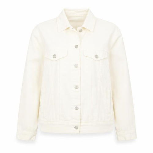 Motel Women’s Ivory Denim Button-Up Jacket Size 8 Casual Classic