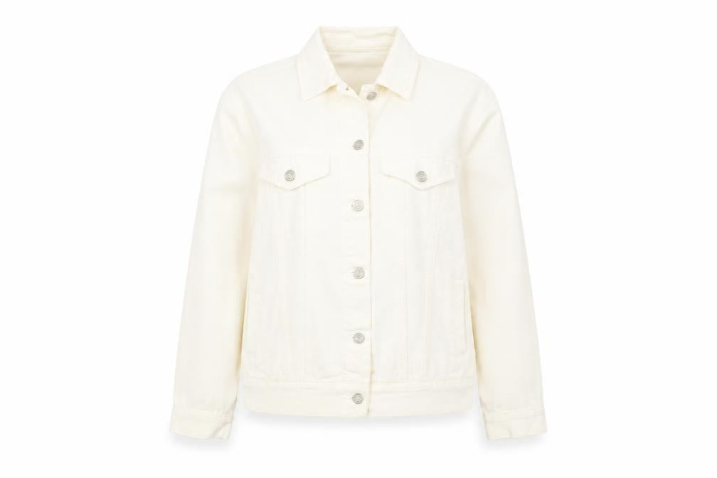 Motel Women’s Ivory Denim Button-Up Jacket Size 8 Casual Classic
